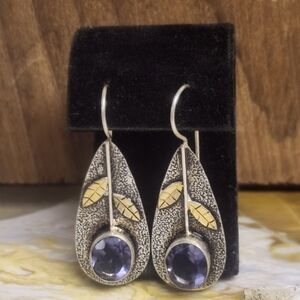 Sterling Silver Iolite Floral Earrings